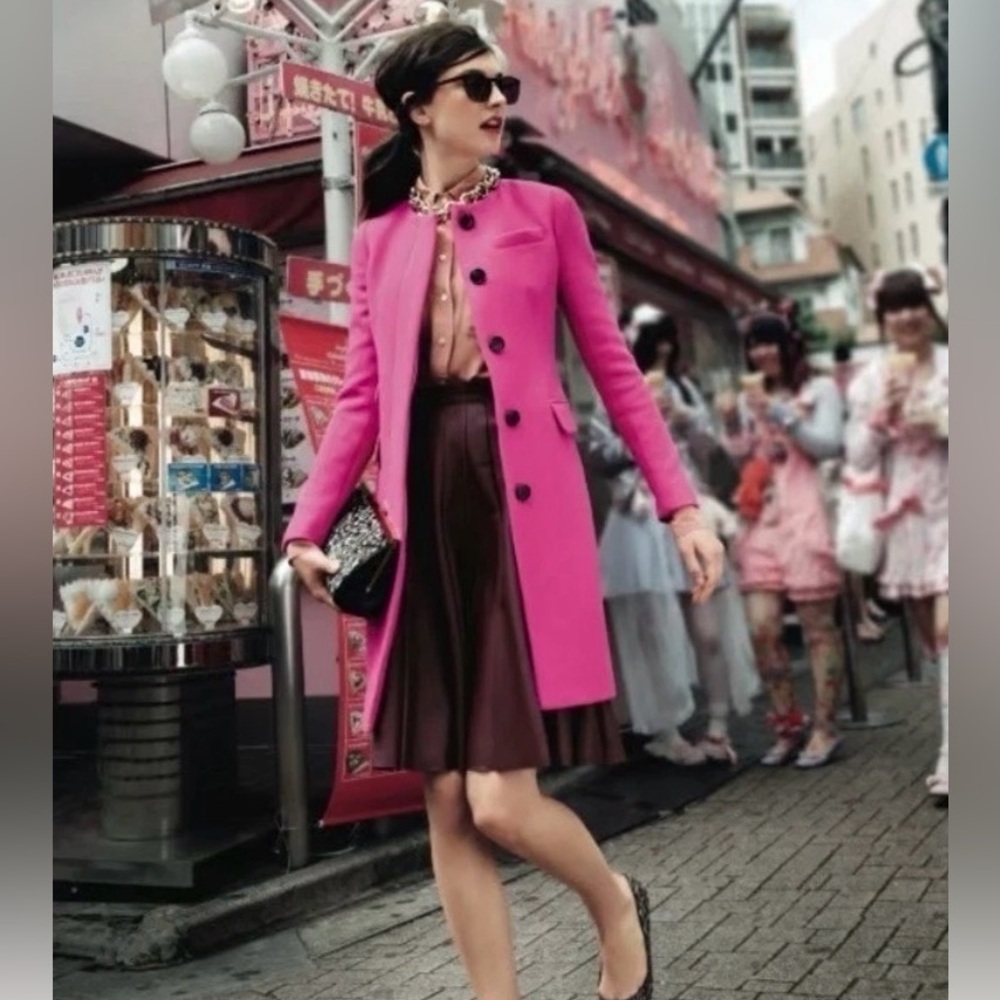 J. Crew Symphony Coat in Double Cloth Vibrant Fuschia Size 10 π - Picture 3 of 17